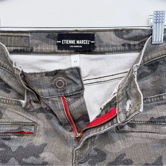 Etienne Marcel Denim Camo Zip Moto Mid Rise Skinny Jeans Size 27 - Picture 12 of 13